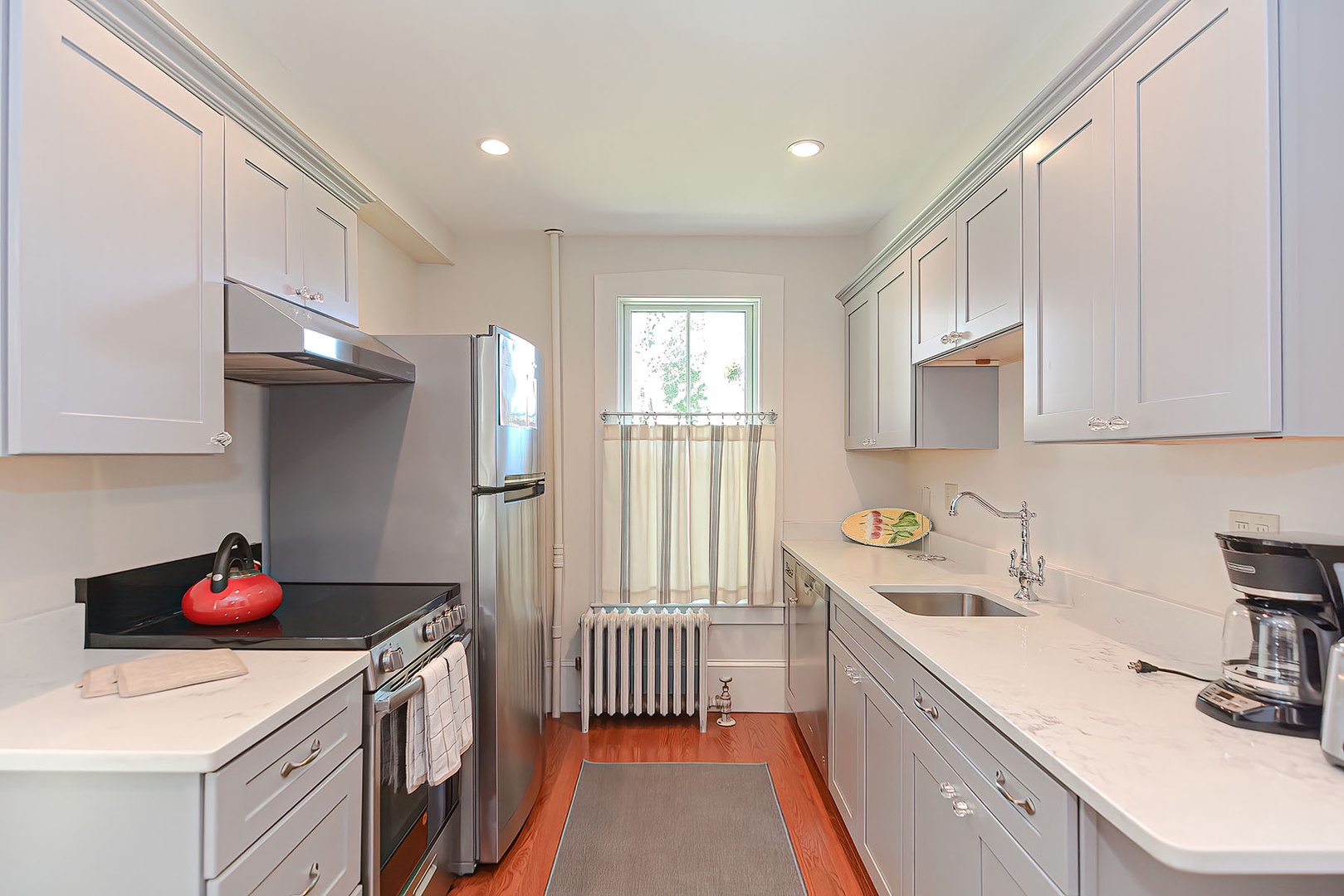 There's plenty of counter space for making meals.