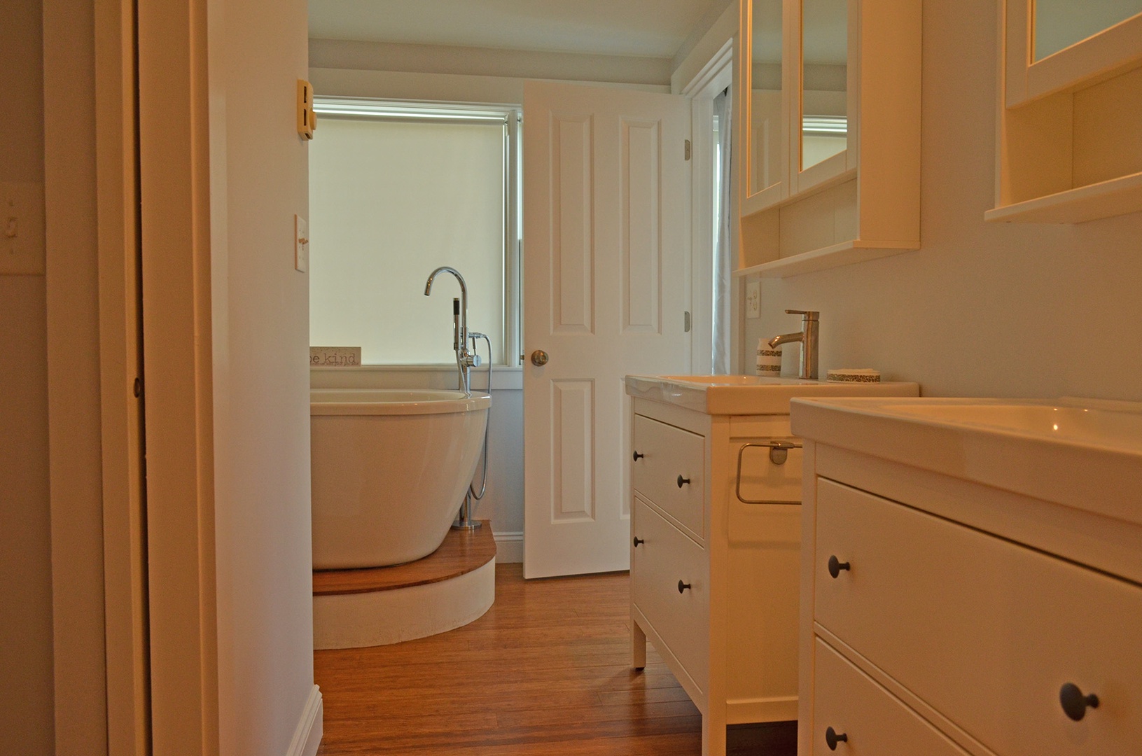View of the Master ensuite bath with a soaking tub. 