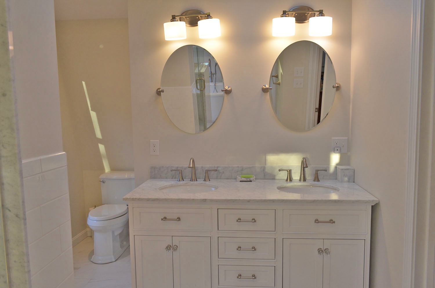 The generously-sized Master bath has a double vanity.