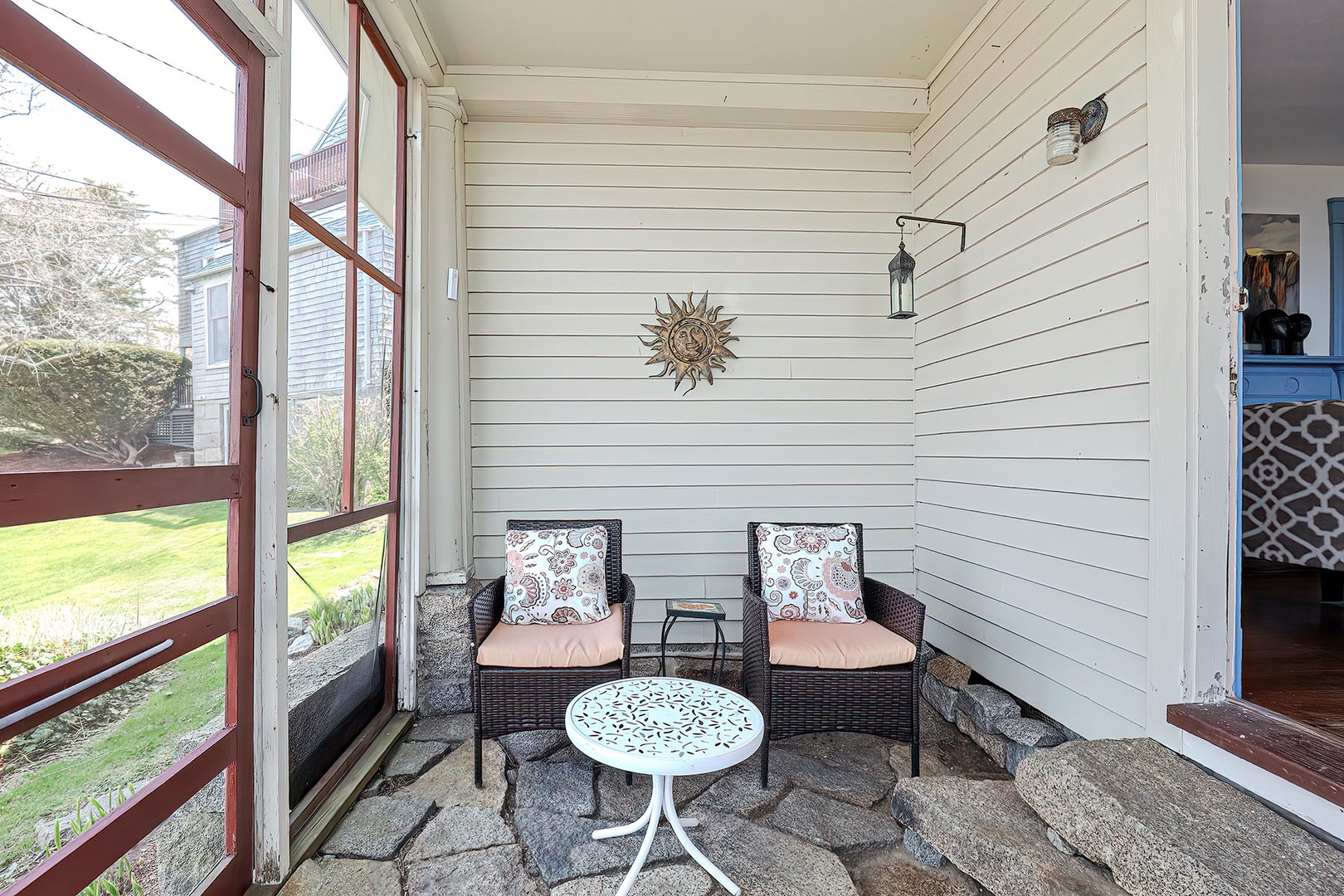 Relax on the screened porch.