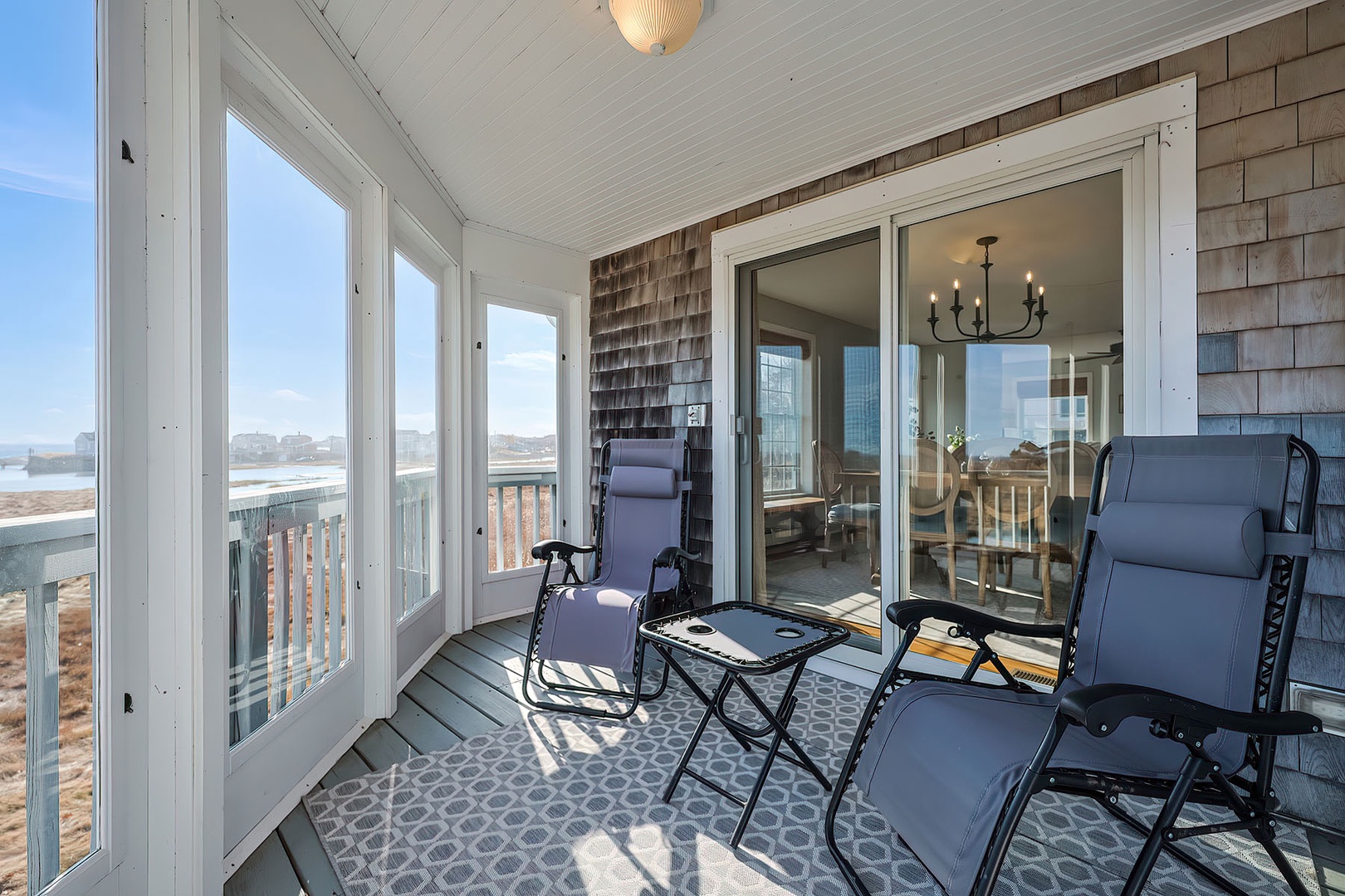 Sunporch with screens in summer.