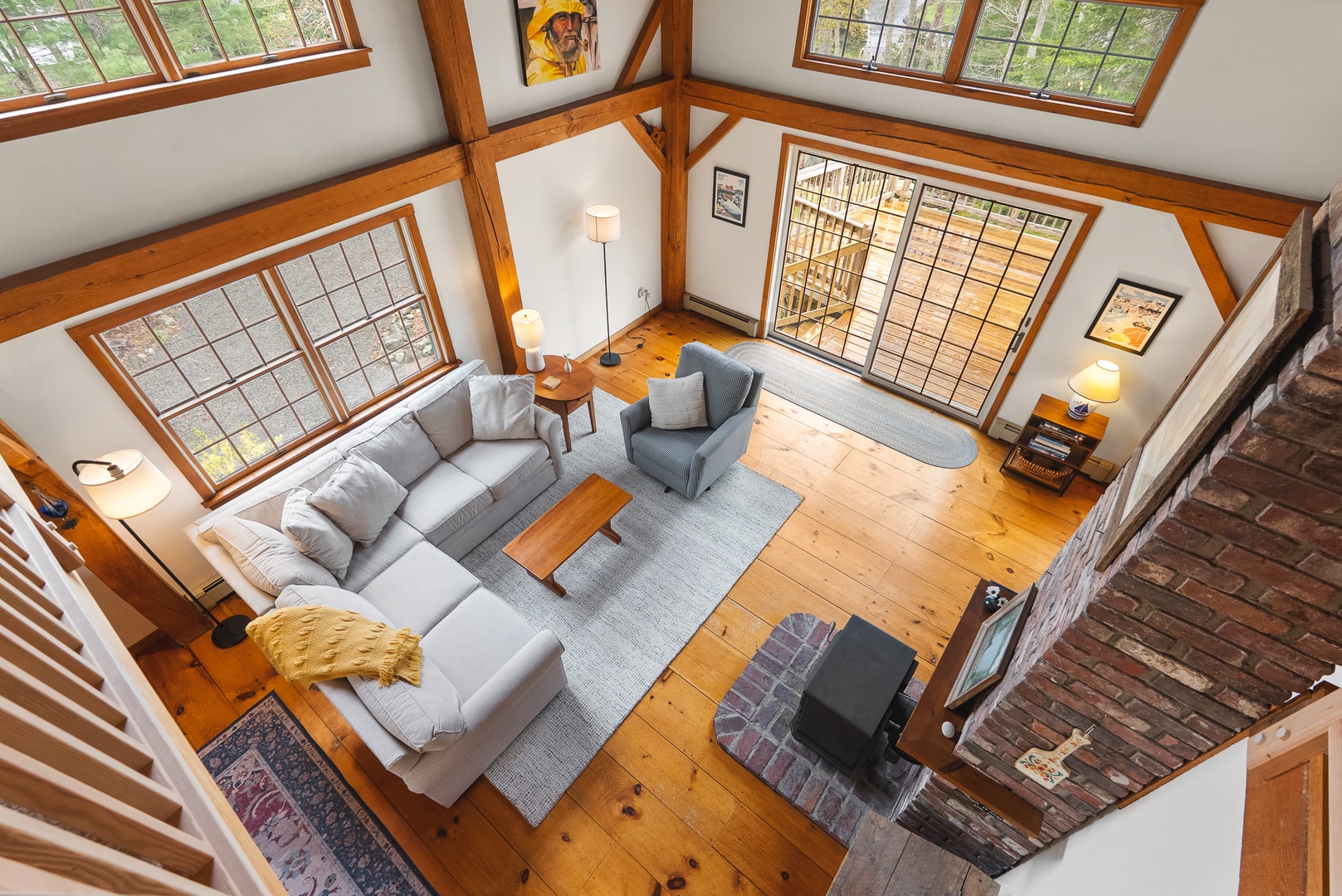 The TV area looks down to the main living area.