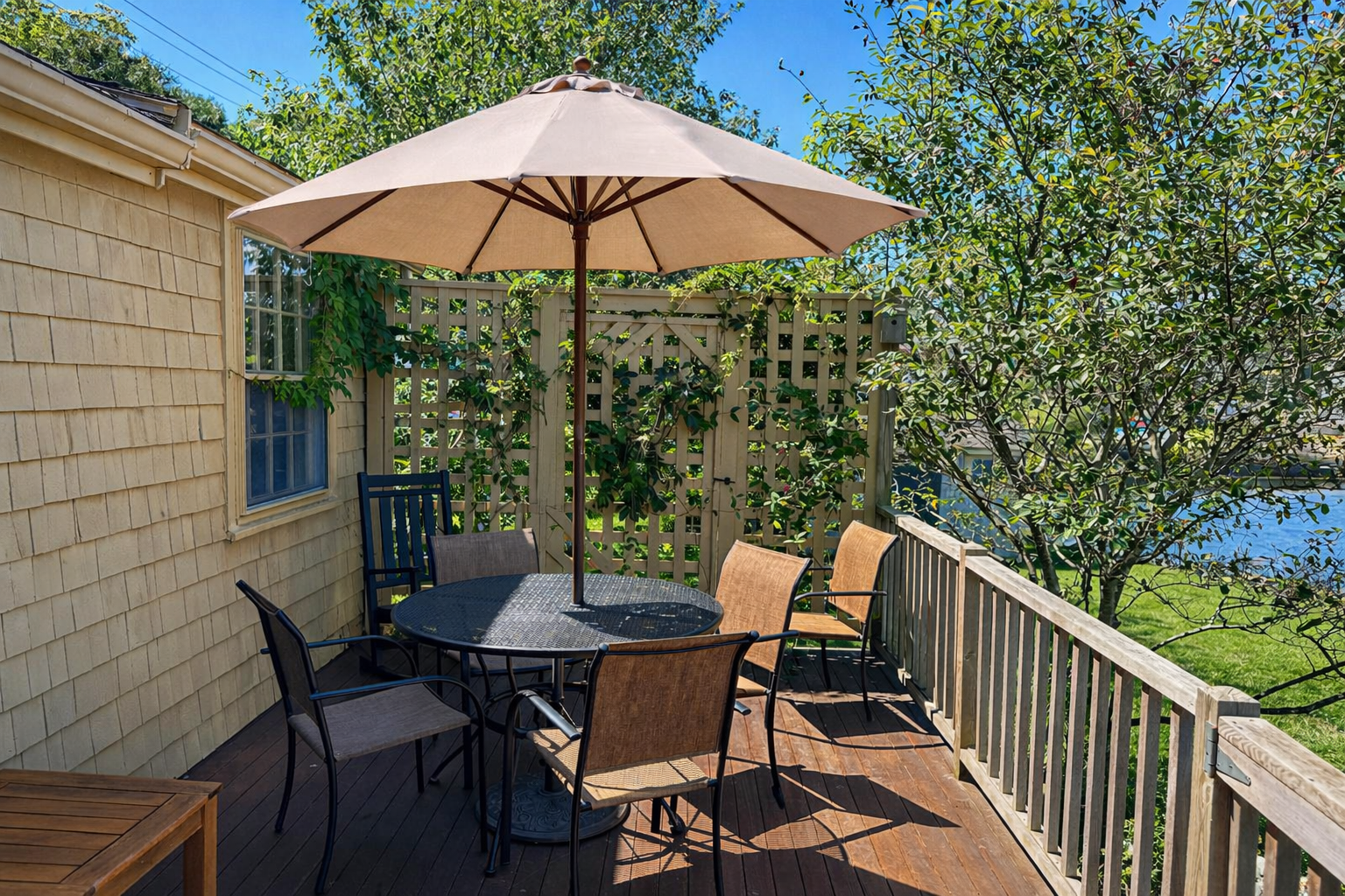 Dine outside and enjoy the breezes and views from the back deck.