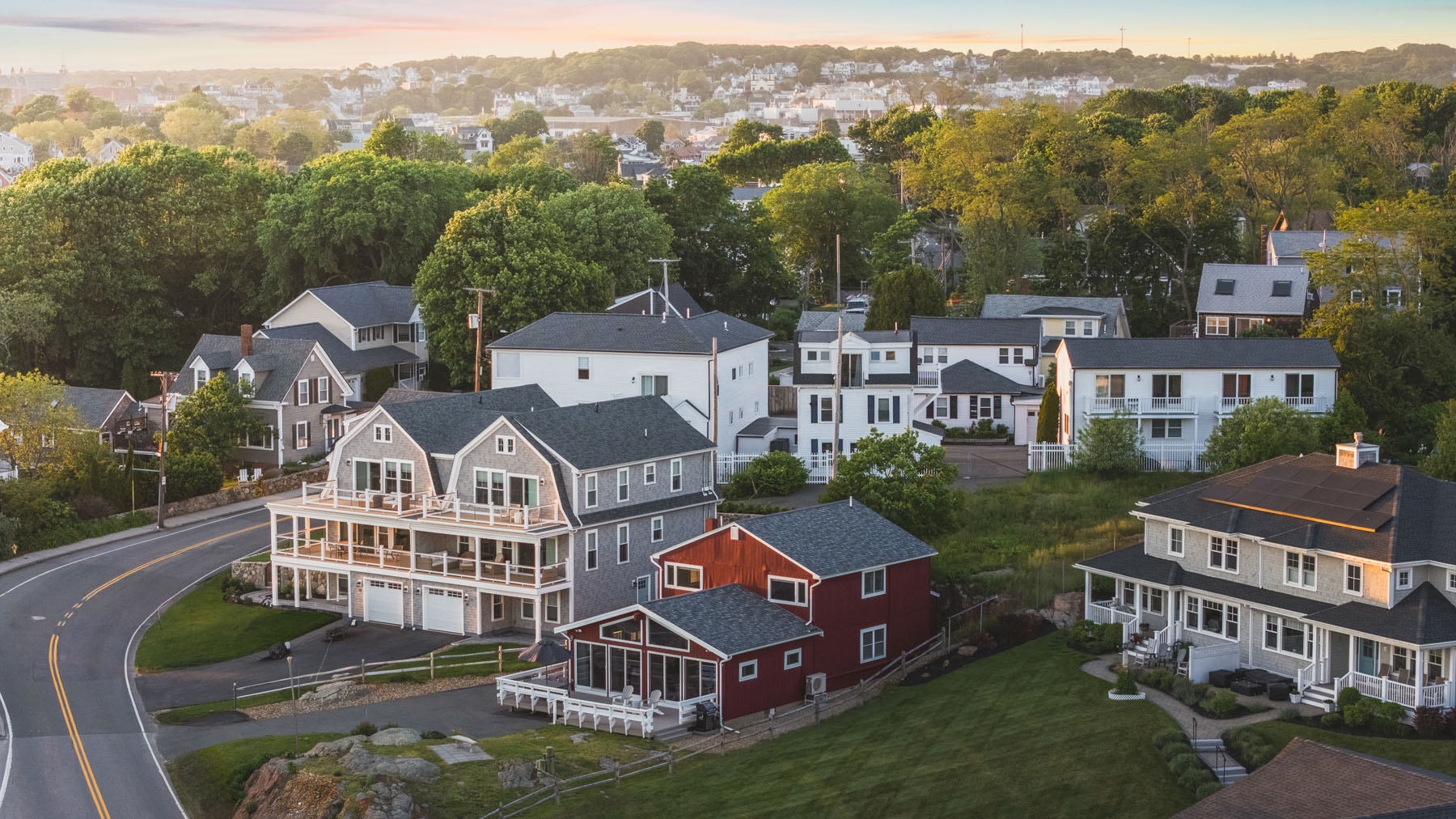 Aerial view of the house.