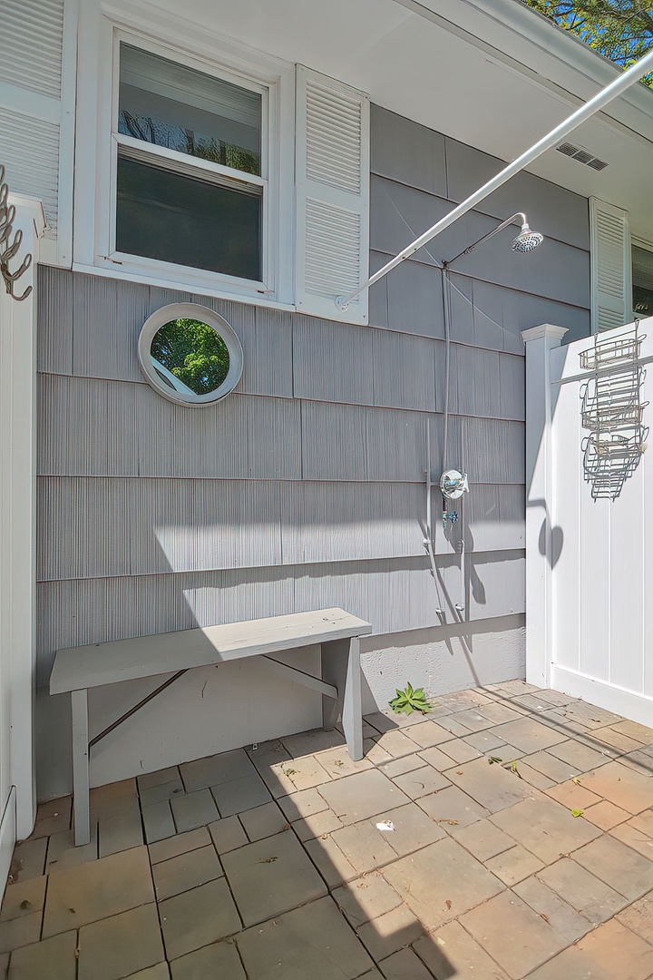 Inside the outdoor shower.