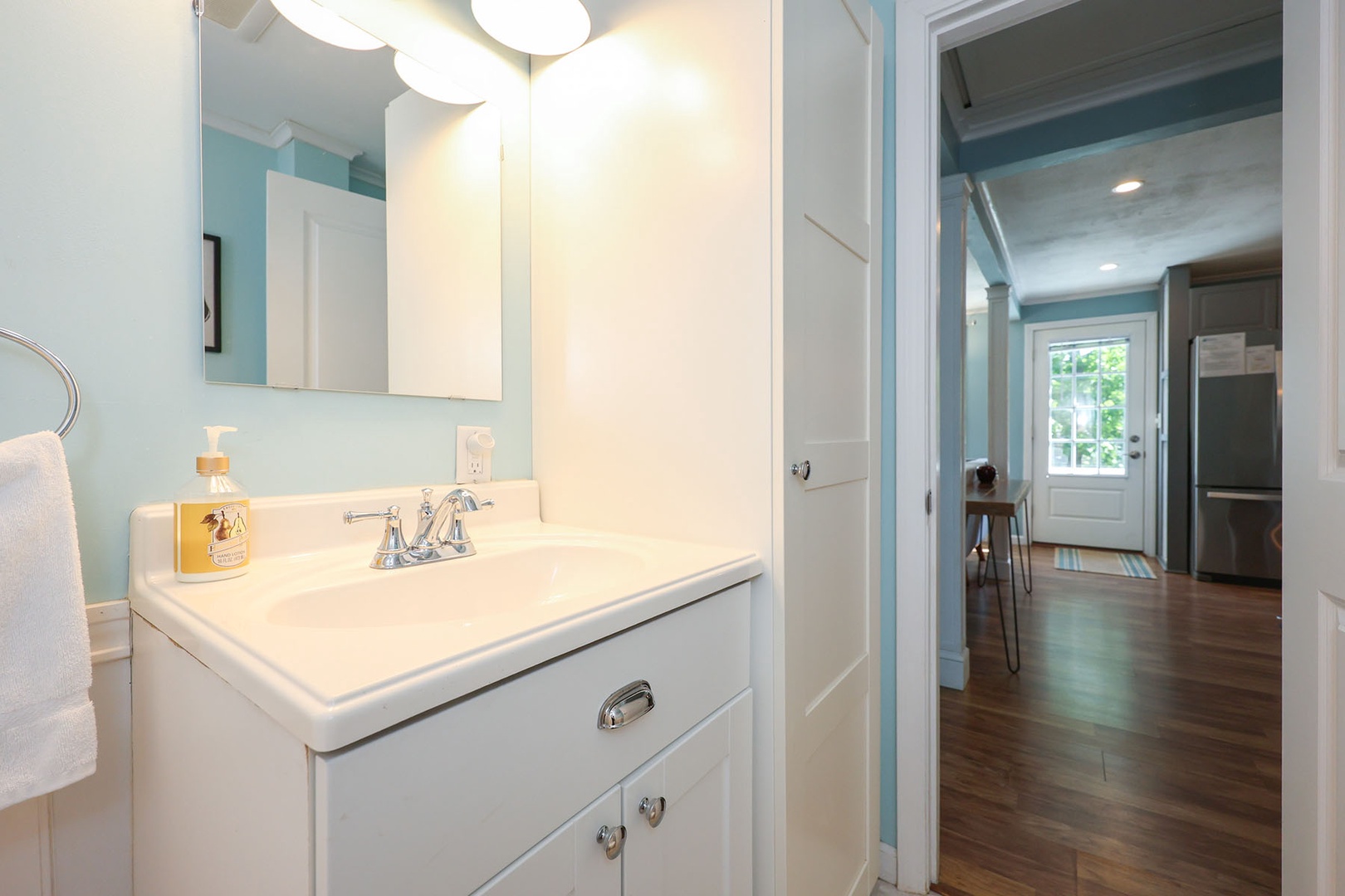 Bathroom 1 is located just off the living room.