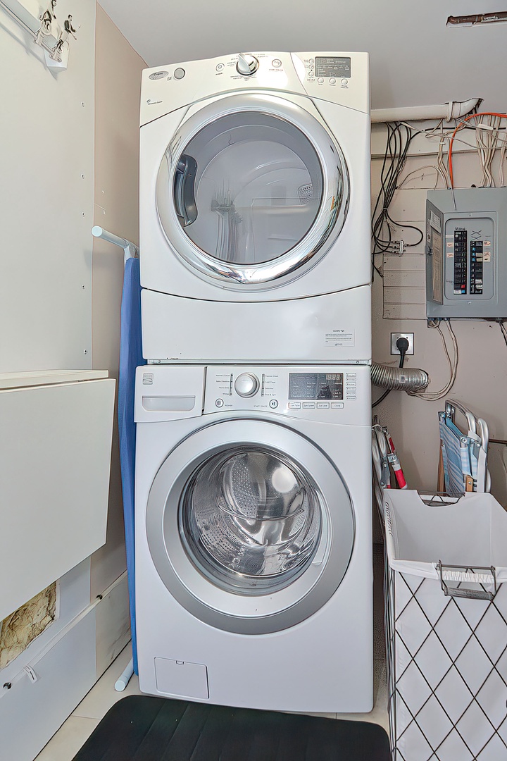 Laundry room is just past the bathroom.