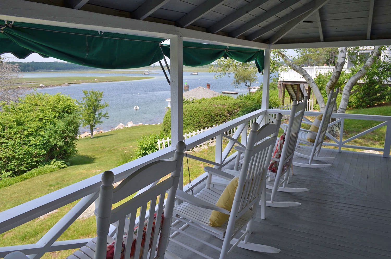 The back porch has wonderful views of the river.