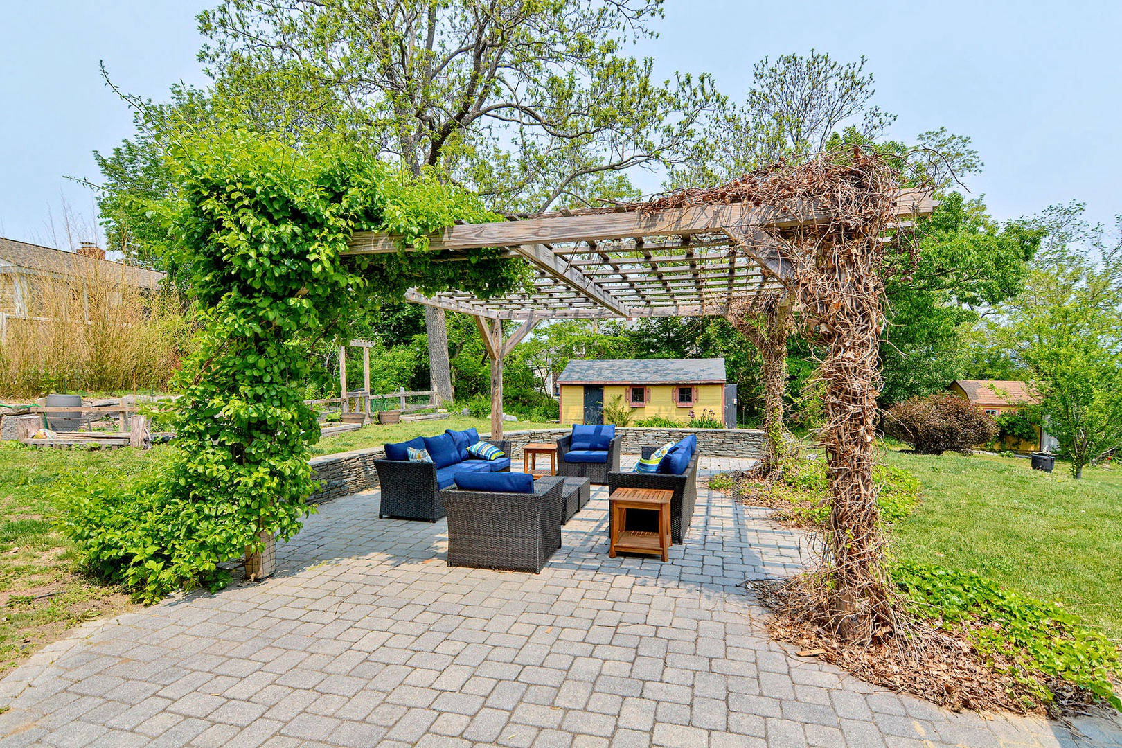 Plenty of seating under the pergola