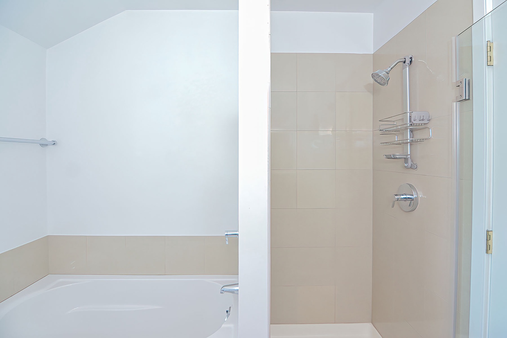 Separate shower and tub.