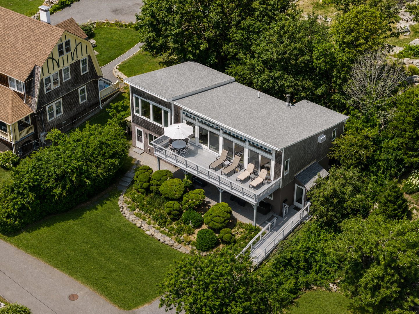 Aerial view of house.