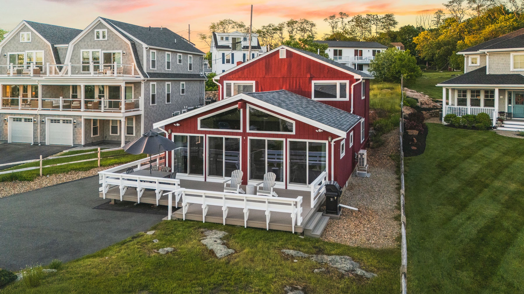 Front of the house along with the deck.