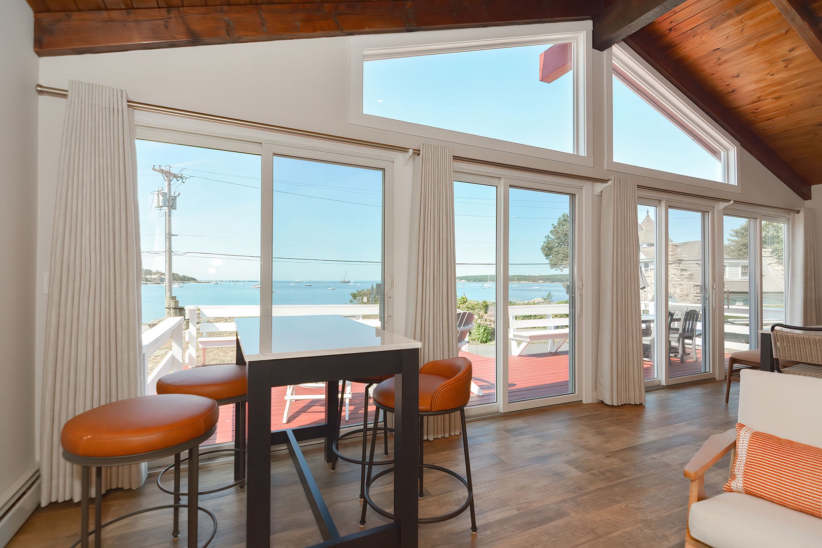 High top table overlooking the ocean.