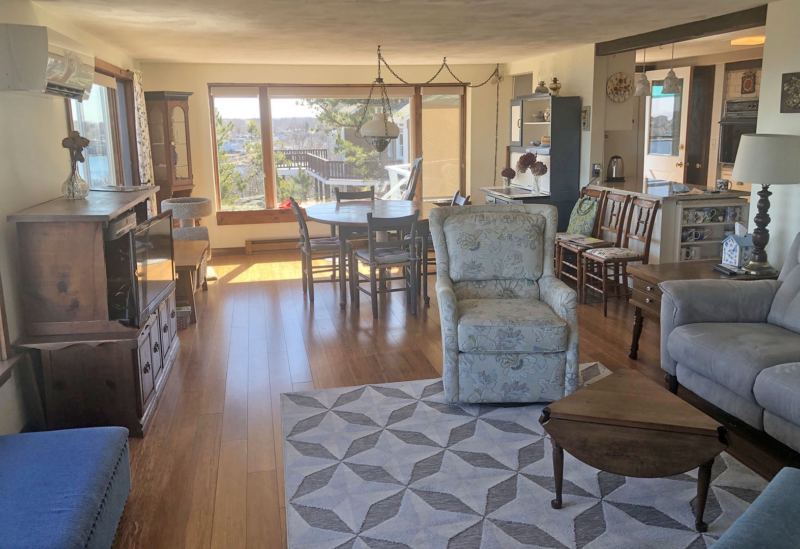 The living area looking toward the dining space.