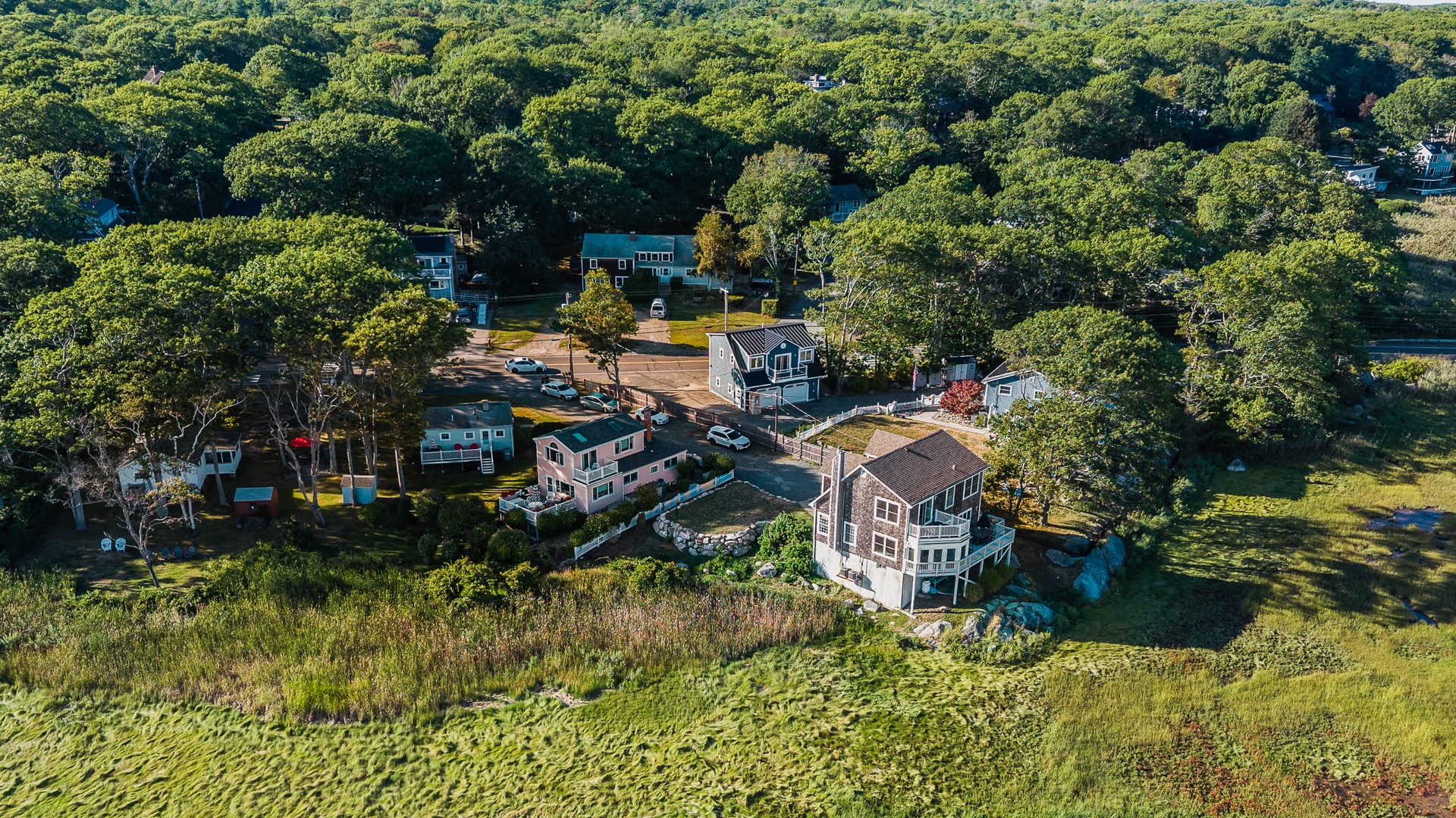Aerial view of the house.