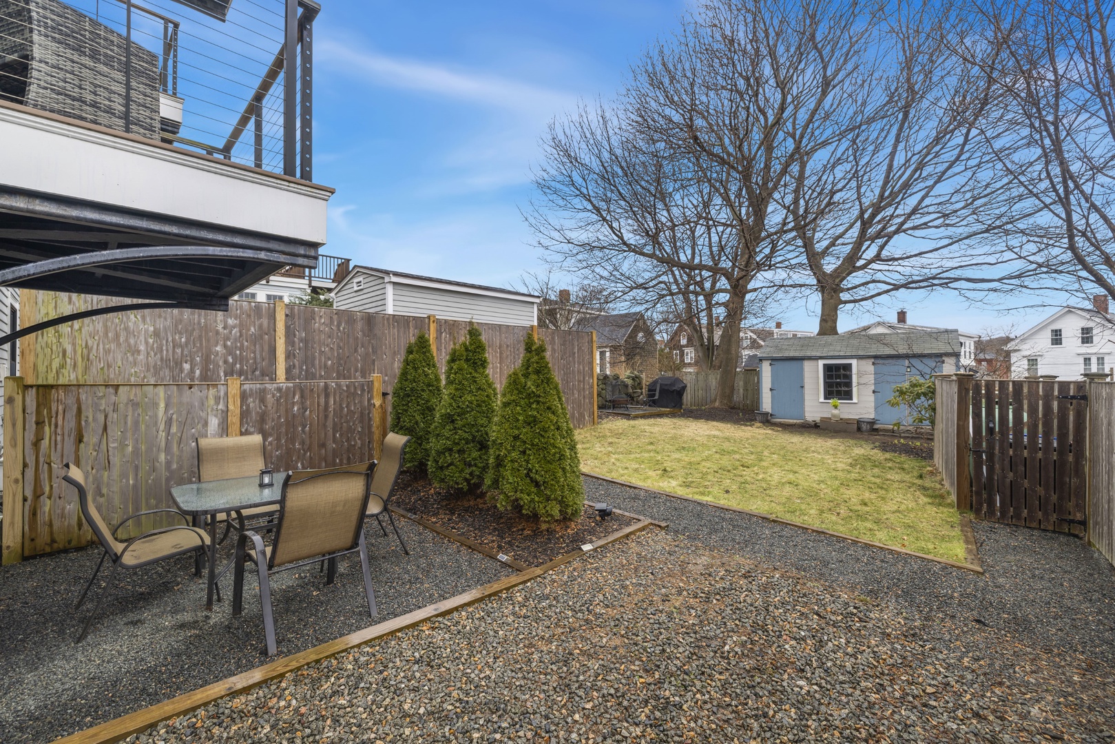 Enjoy outdoor dining on the patio.