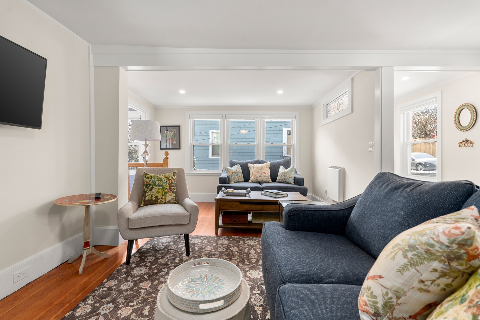 Spacious living room with comfortable seating.