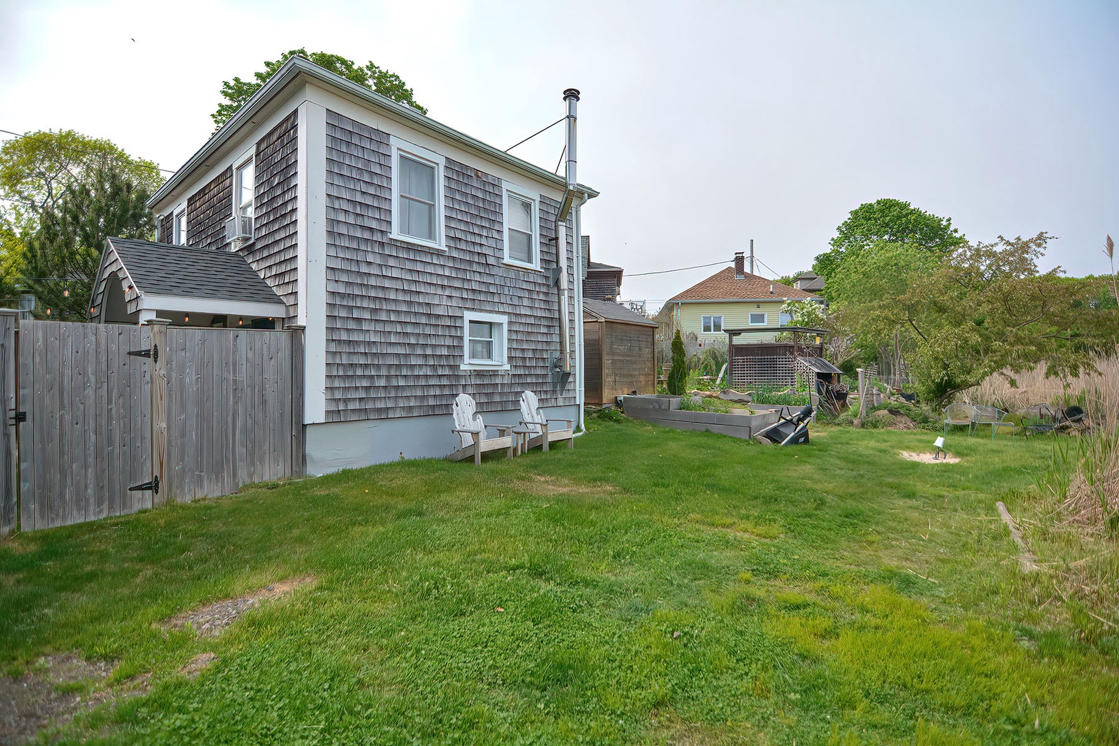 The back of the house next to the marsh.