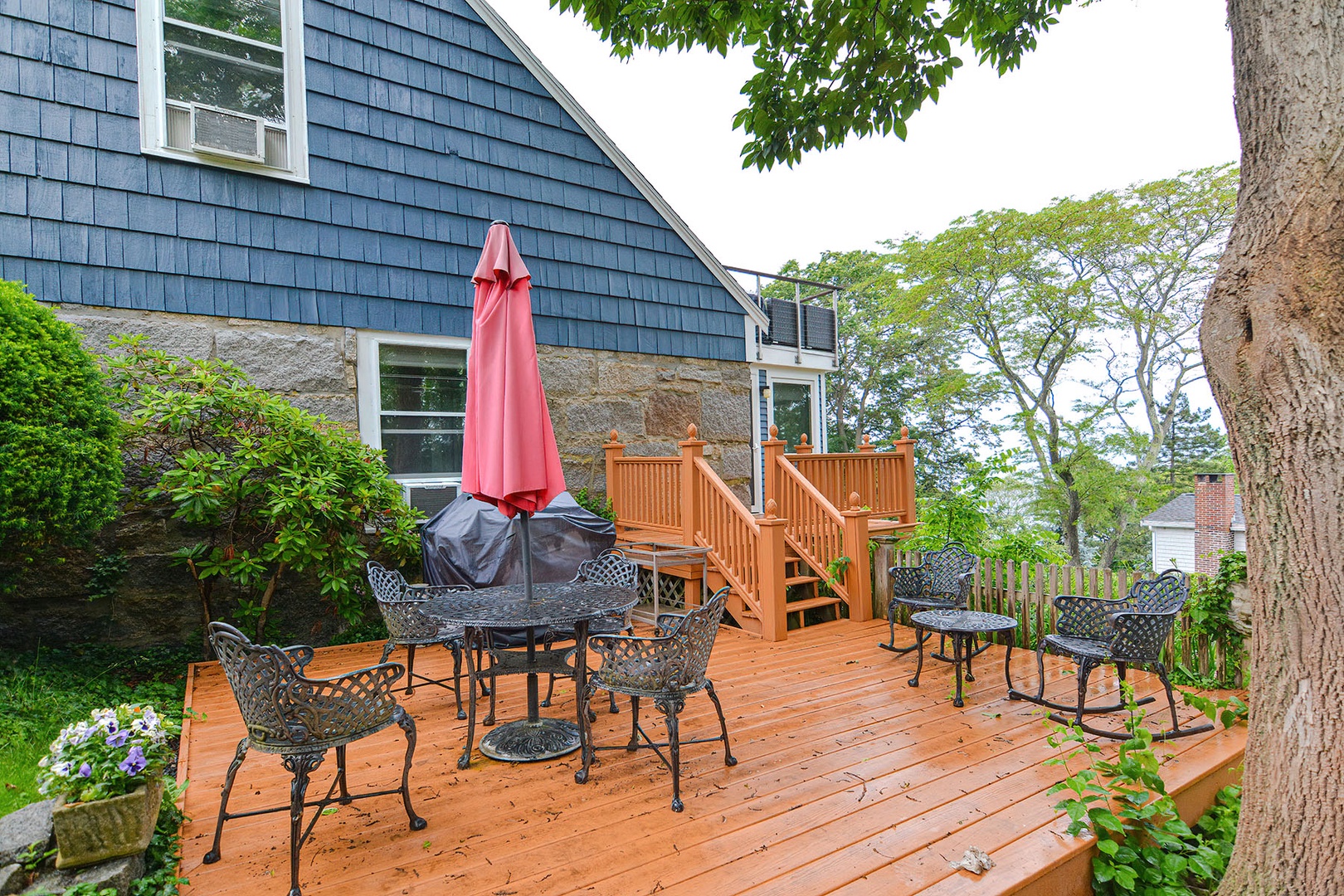 table and chair in the deck.