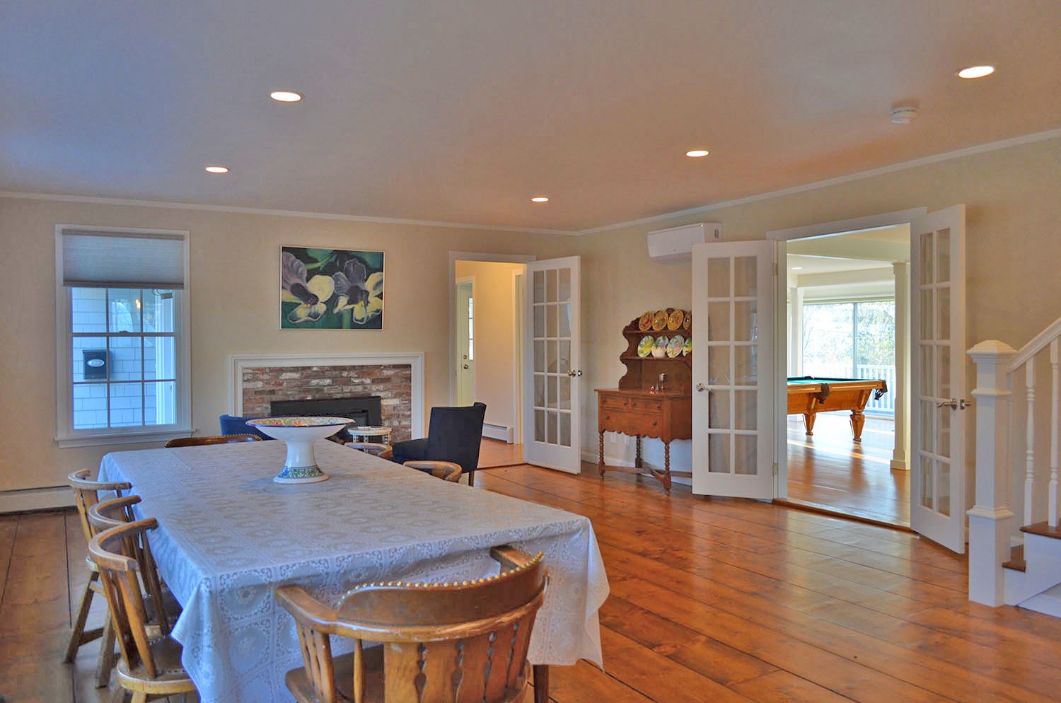 View from the kitchen into the dining room and living room.