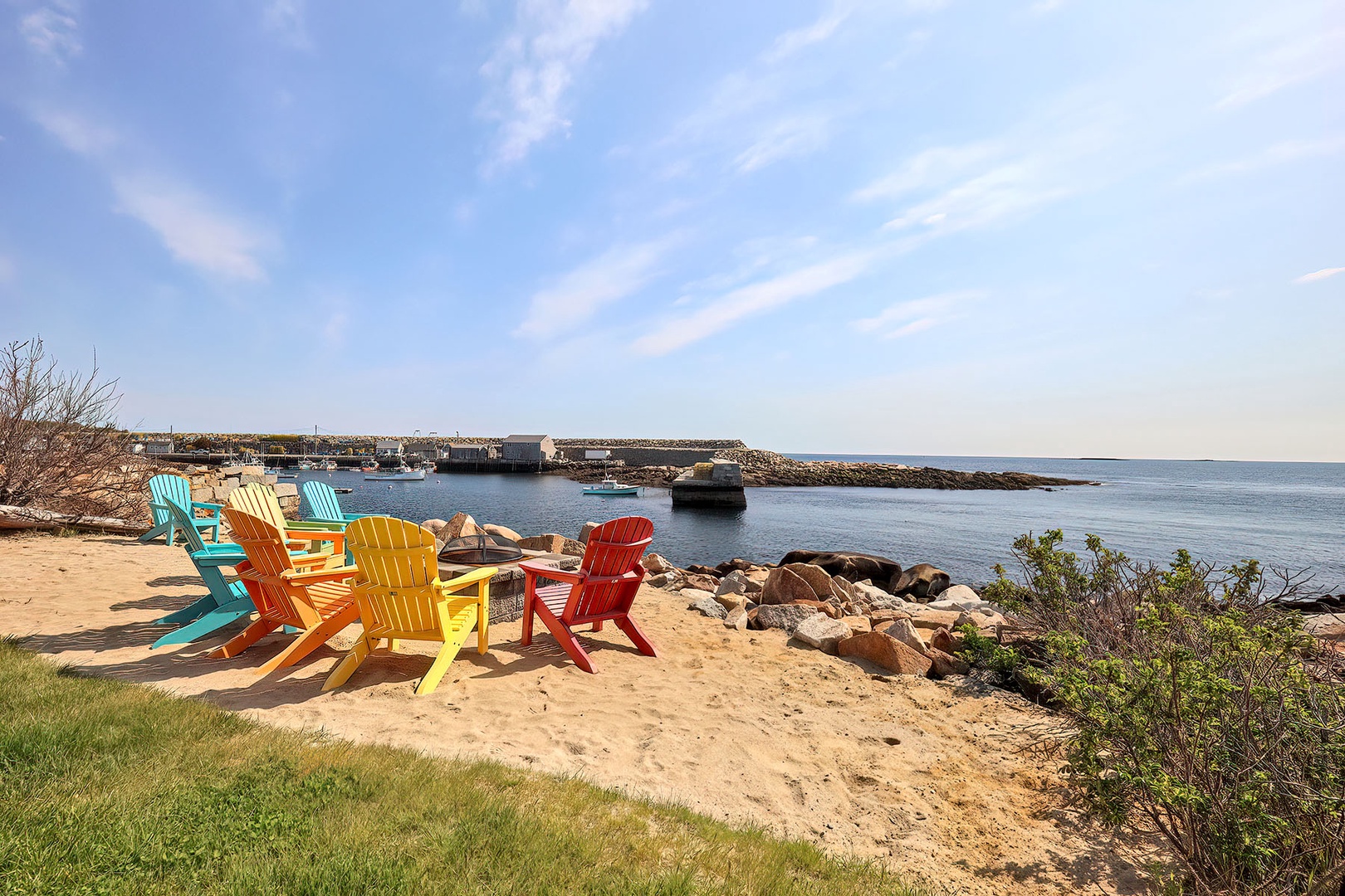 The sandy "beach" area.