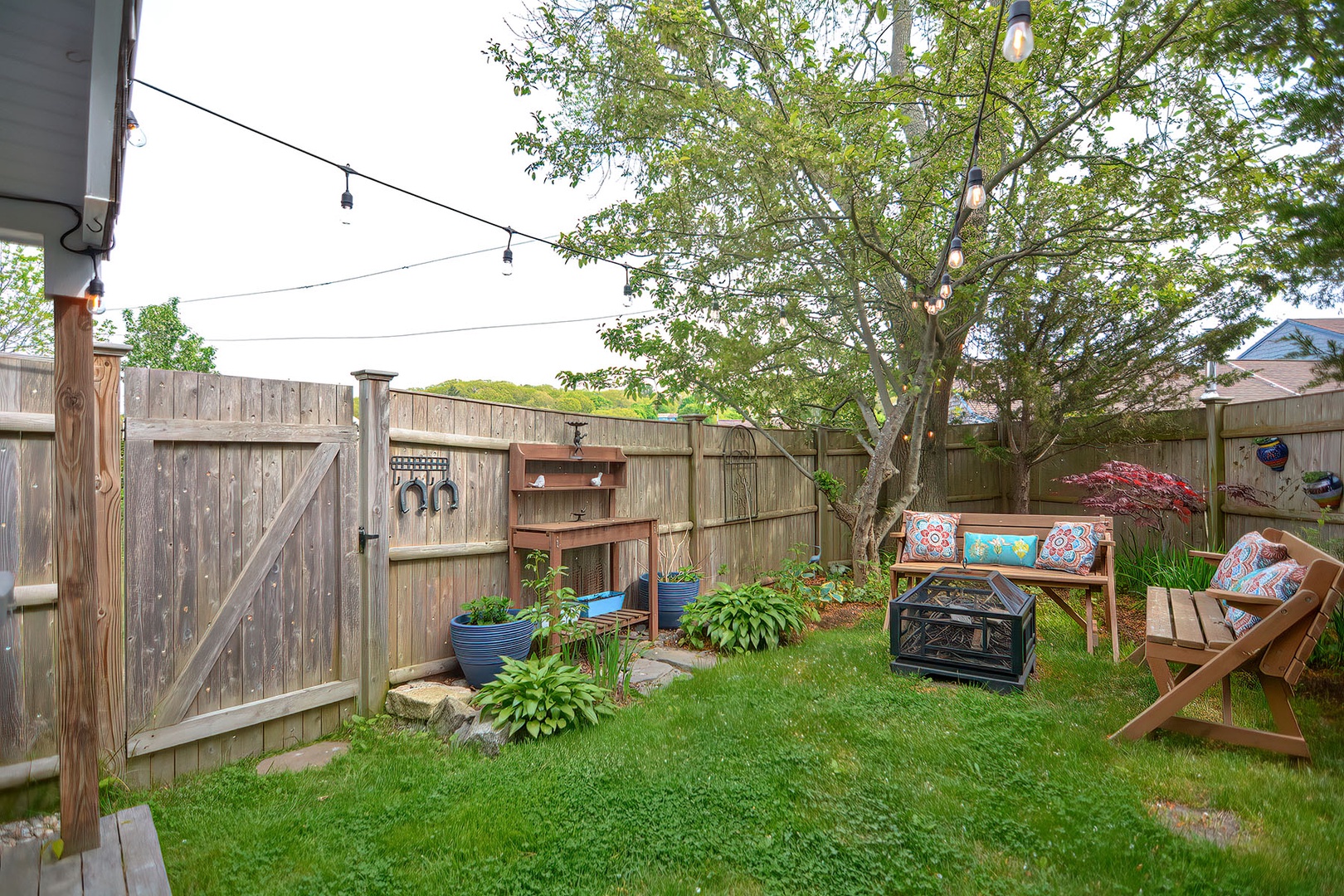 The gate leads to the back yard and the marsh beyond.