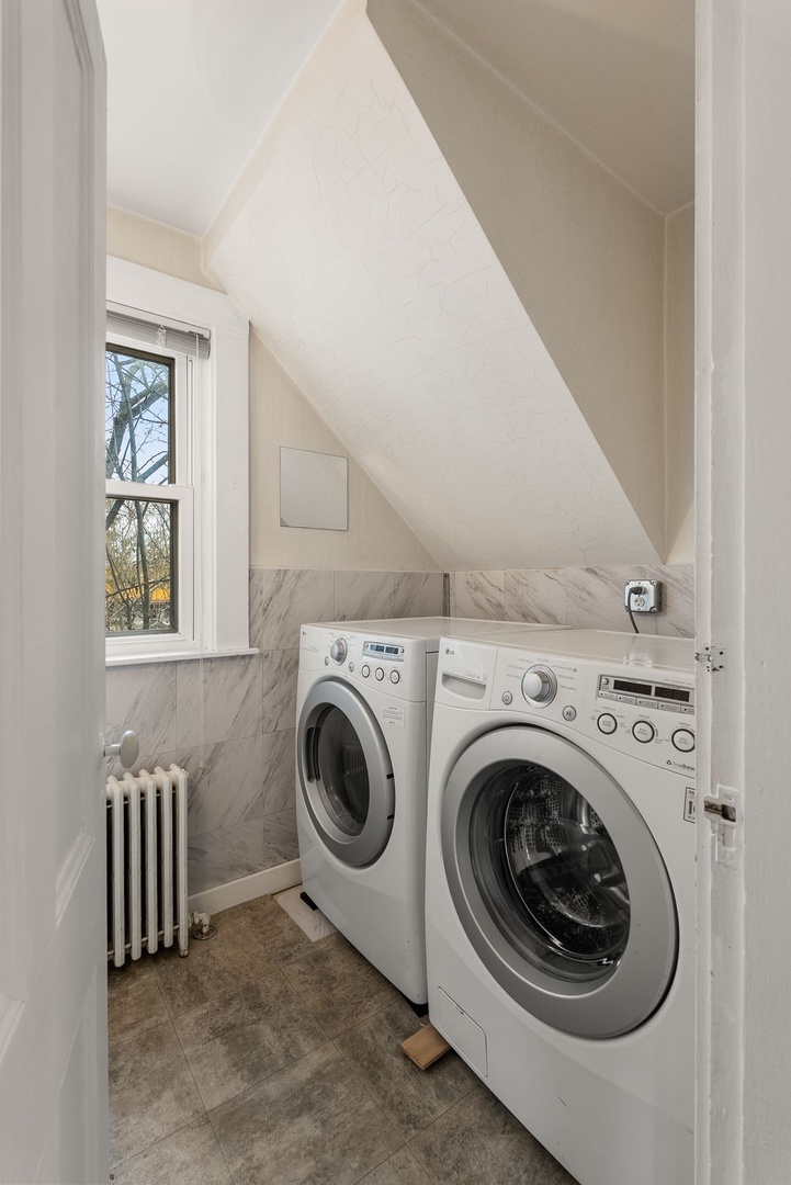 Washer and dryer area.