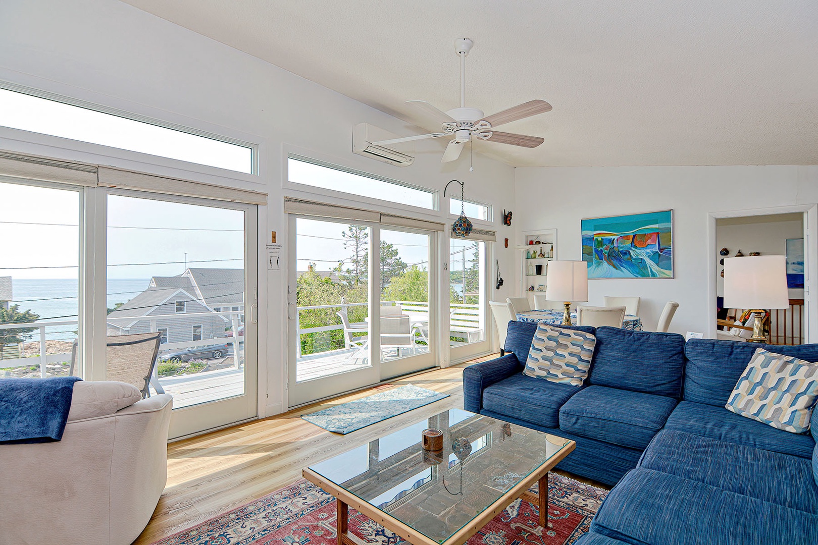 Living room with sectional sofa and a view.