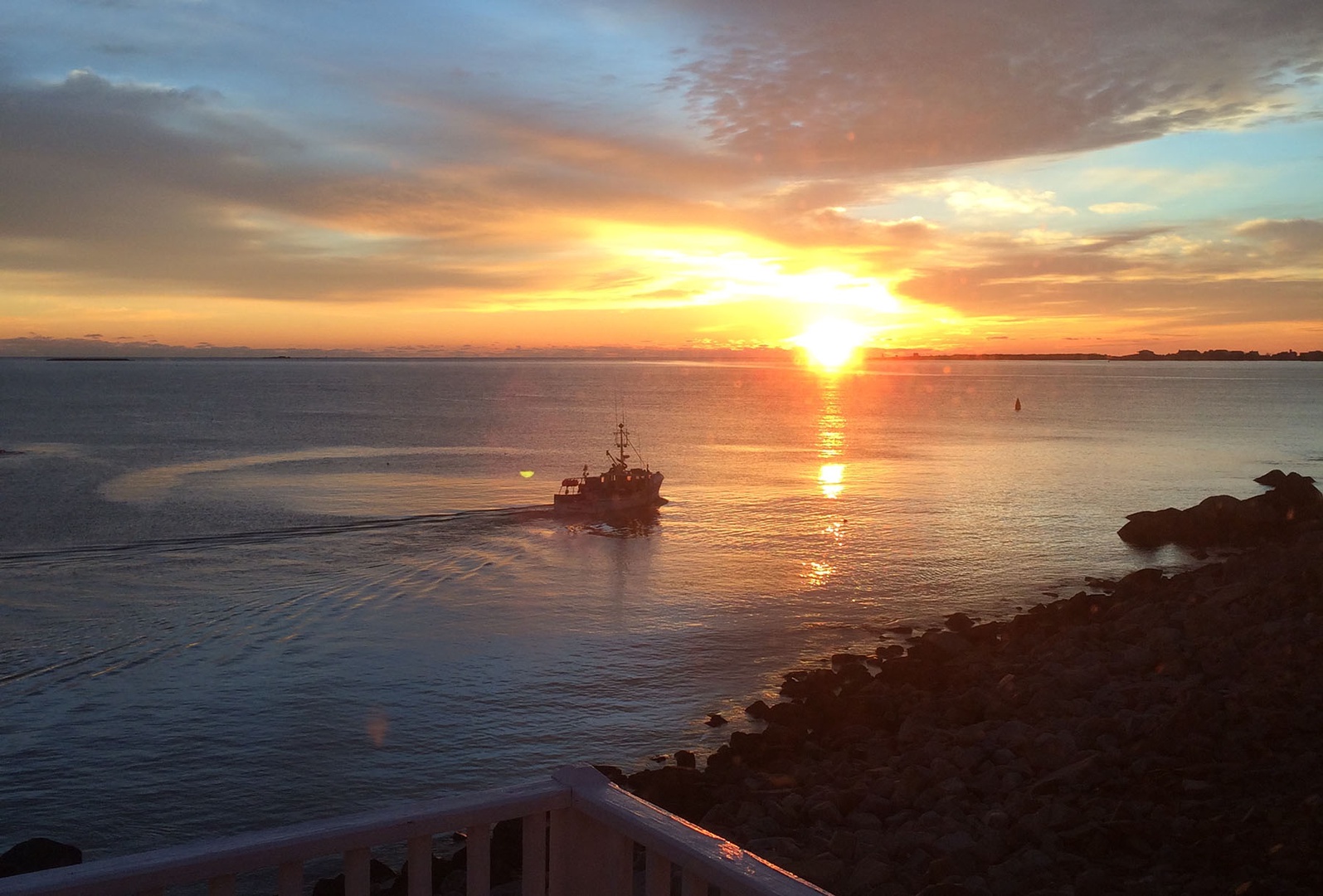 The famed sunrise, coming up over Pigeon Cove.