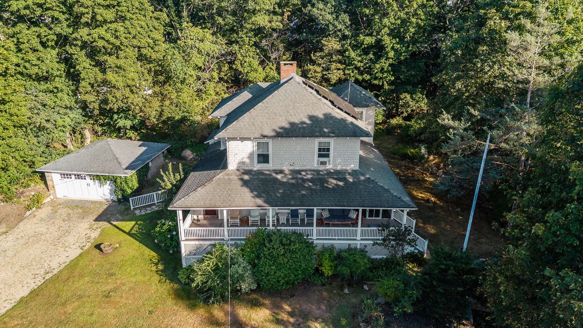 Aerial view of the house.