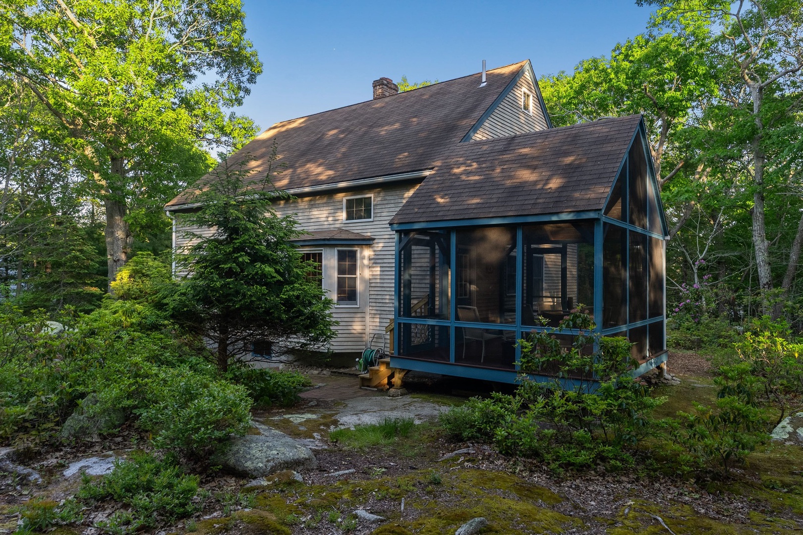 Exterior view of the screened porch.
