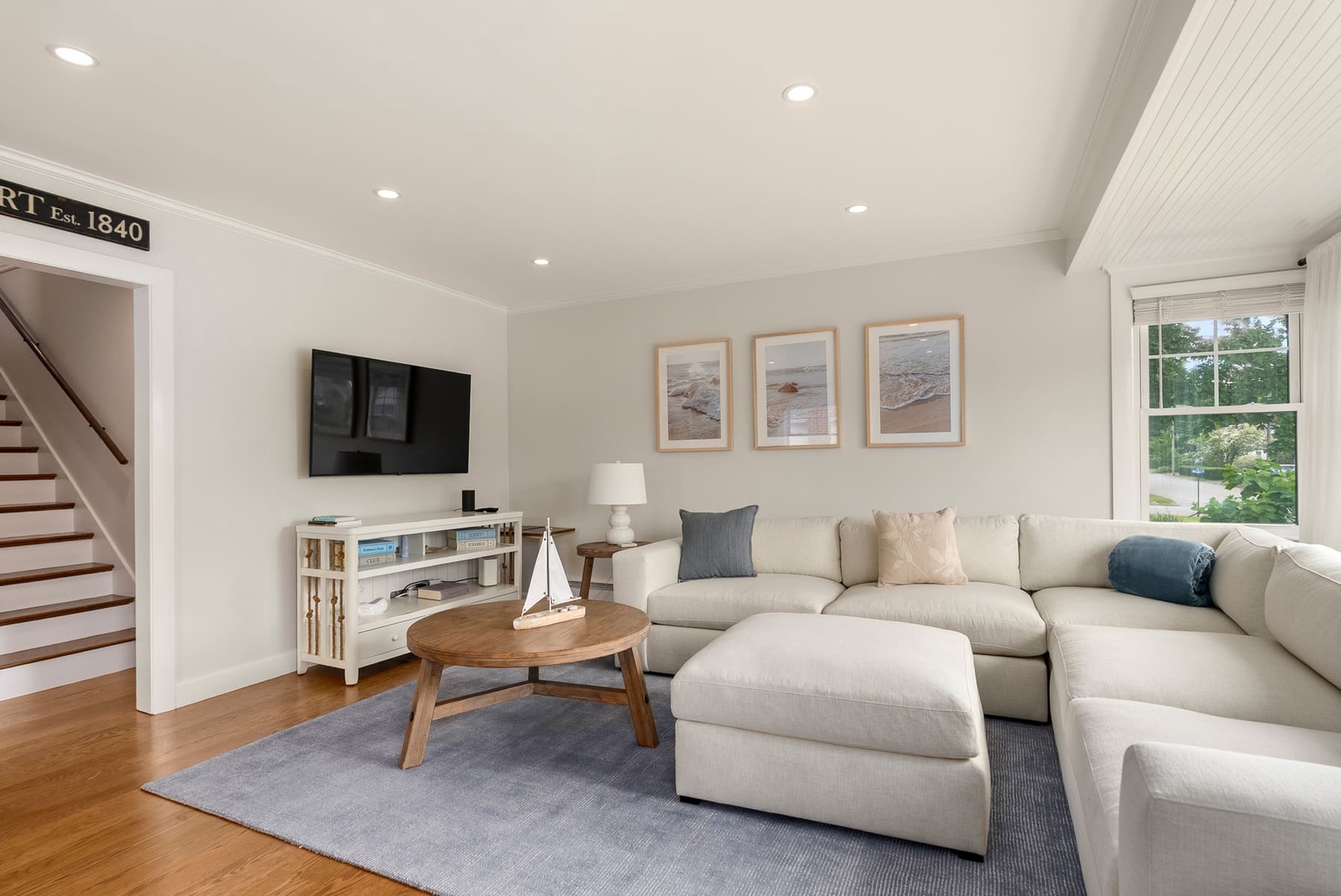 The main living room is located right near the entrance to the house.