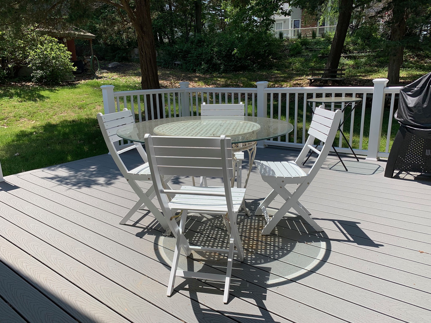 Back porch and the yard beyond.