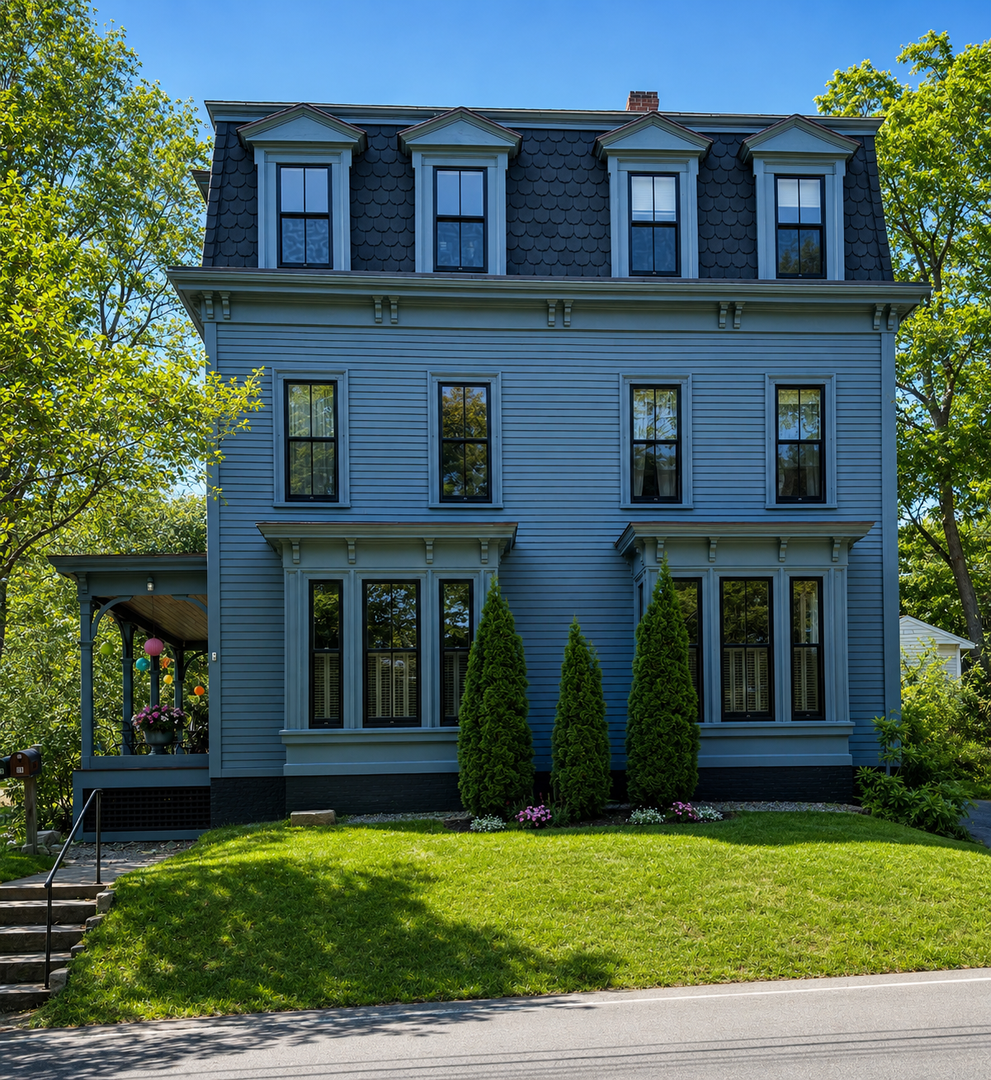 A classic, two family, mansard roof home in Rockport.