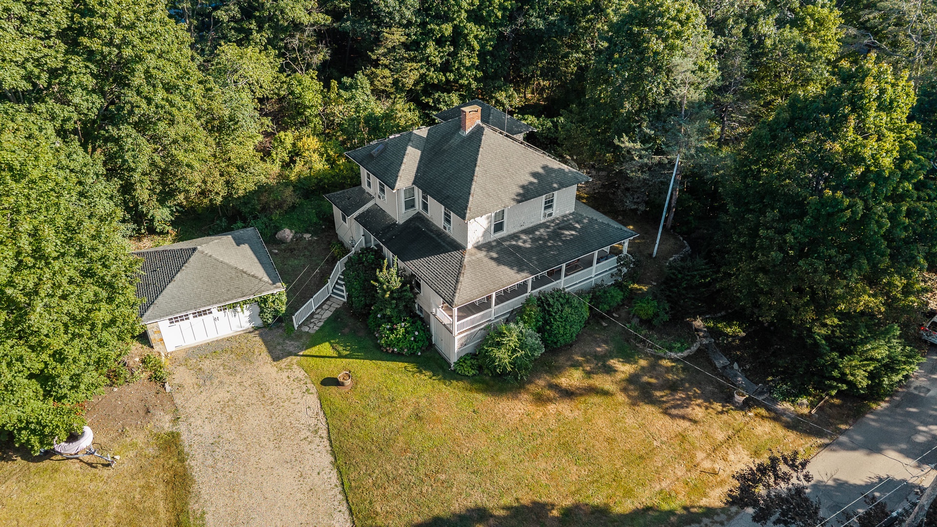 Aerial view of the house.
