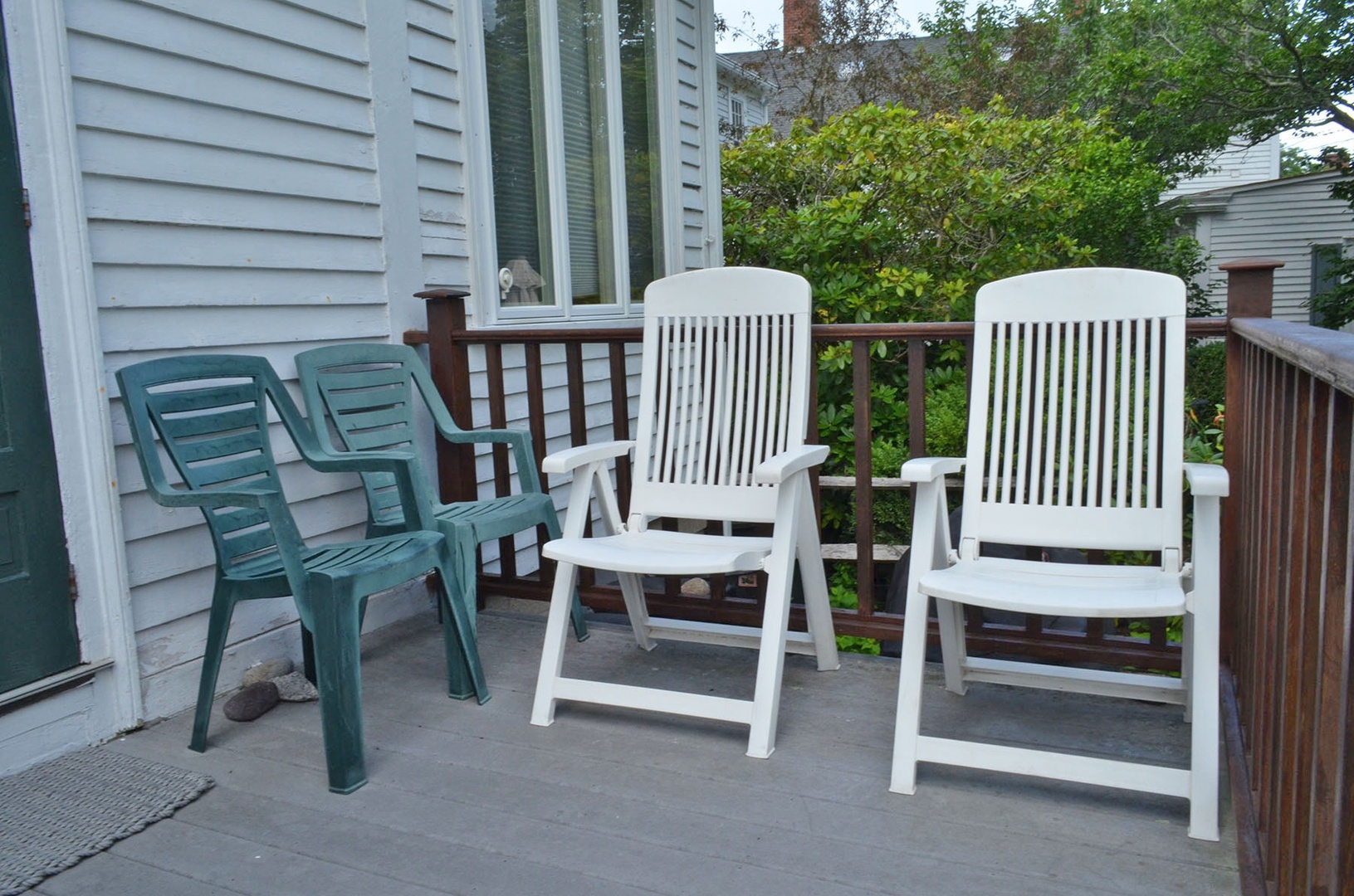 Outdoor seating on the back deck.