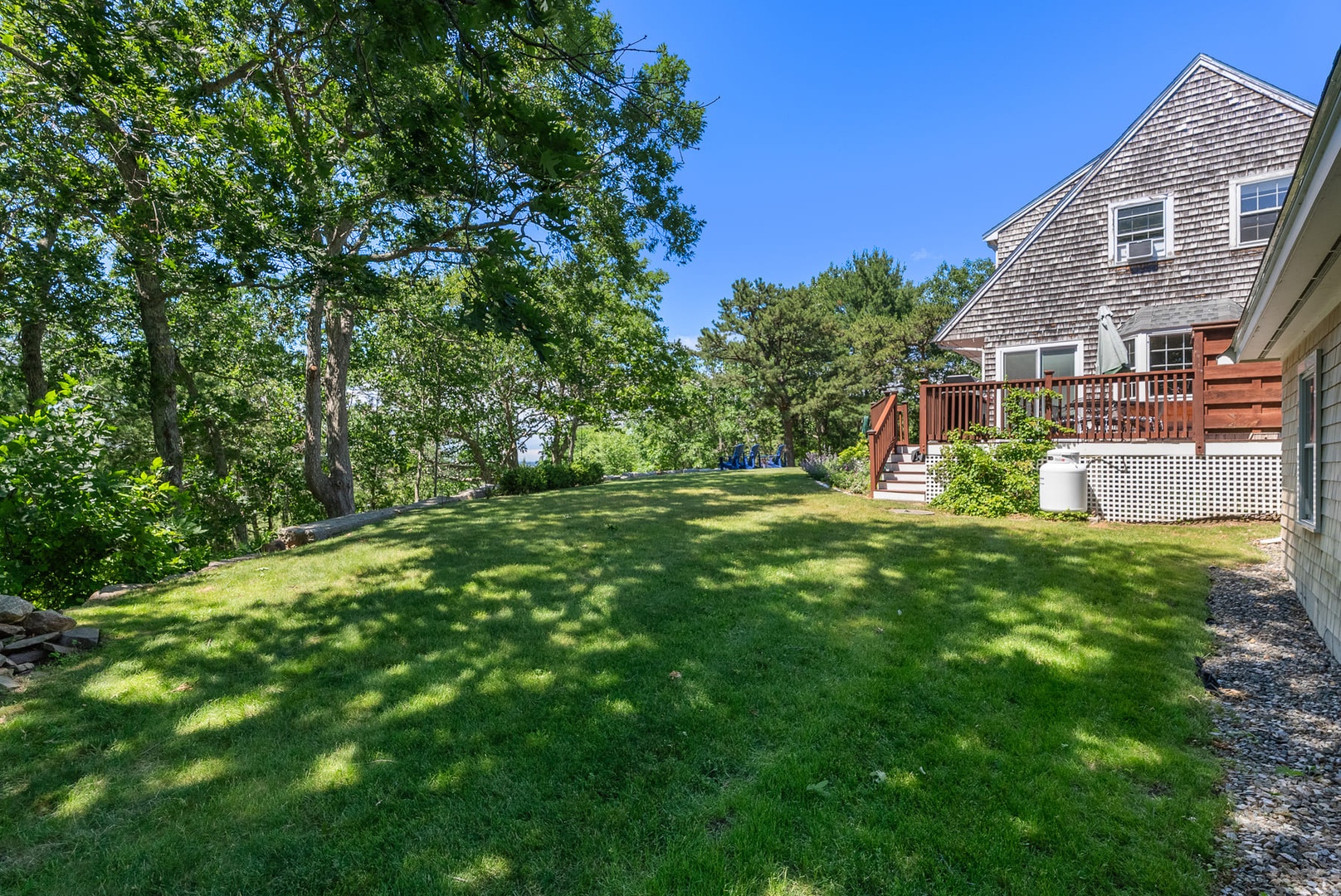 Spacious backyard for outdoor activities.