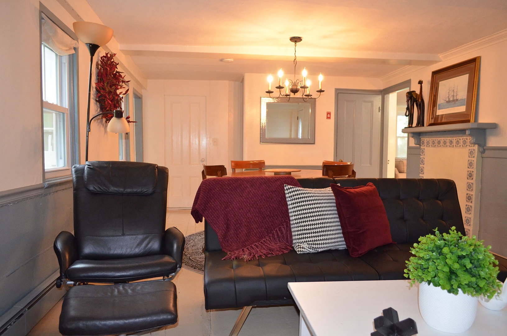 The open plan living and dining areas.