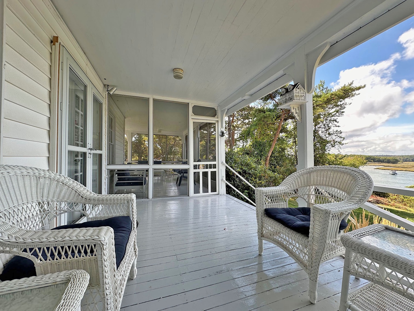View toward the screened section of porch.