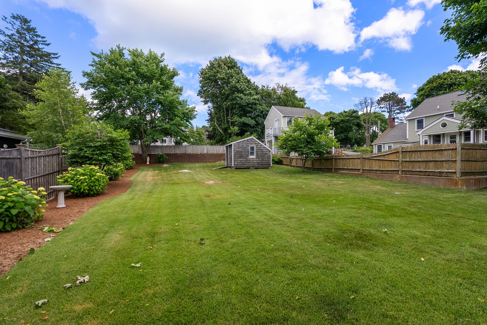 The large backyard of the house.