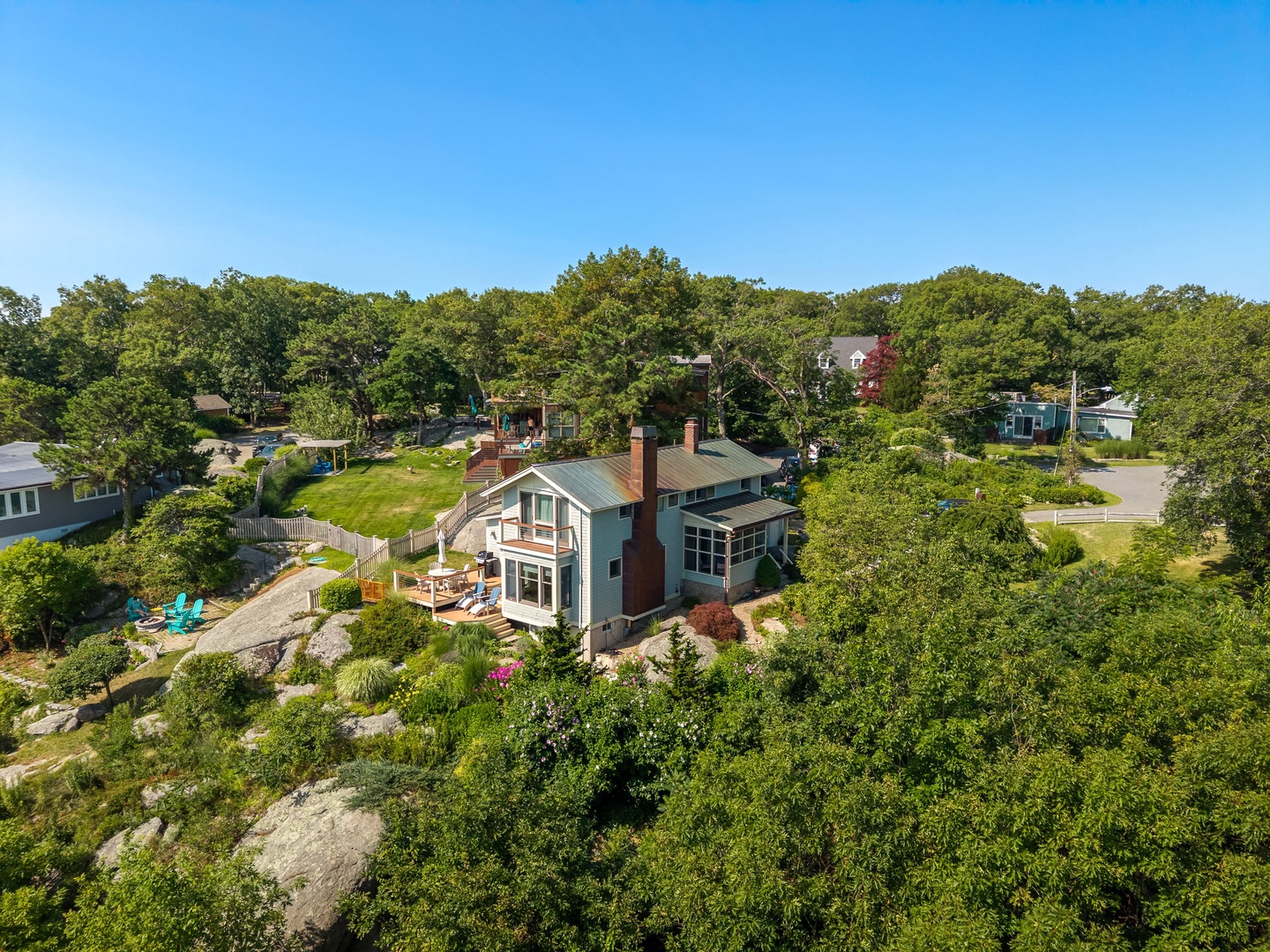 Another aerial view of the house from the oceanside.