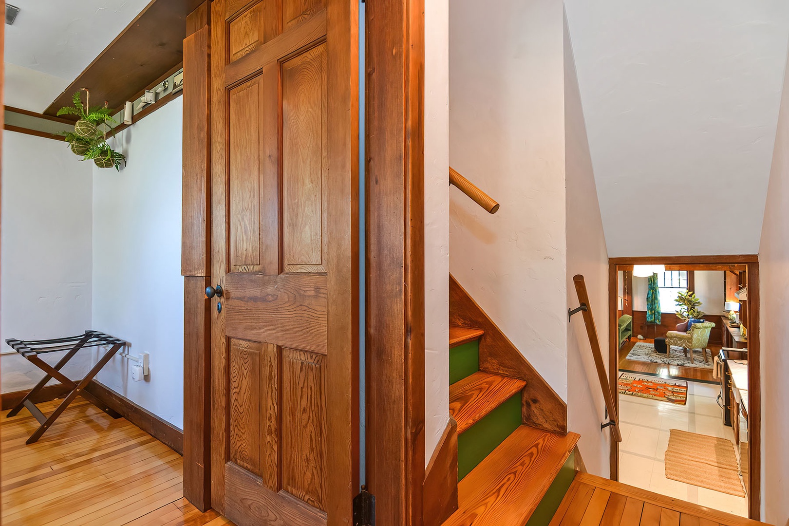 Sideview of the staircase from the mezzanine level to the 2nd floor.