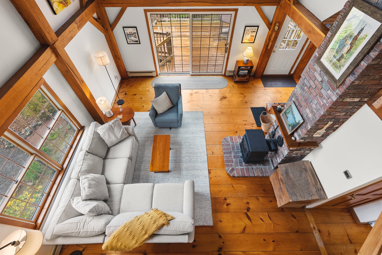 The TV area looks down to the main living area.