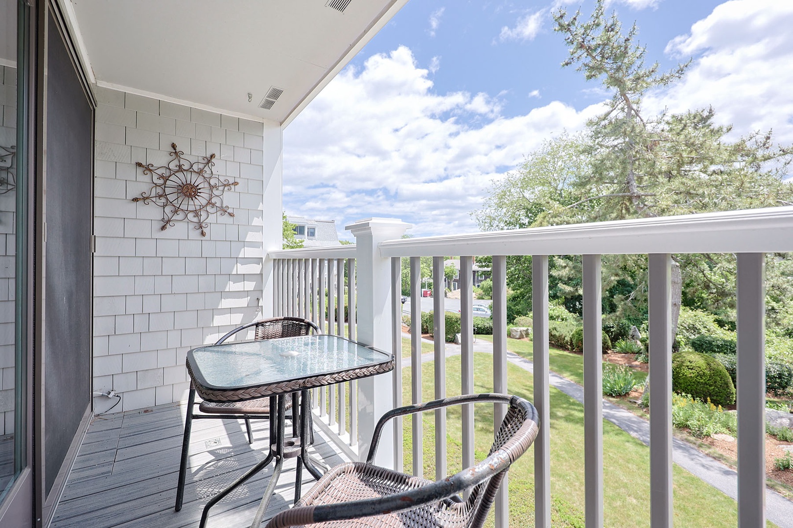 Private balcony with beautiful views of Bass Rocks Golf Club.