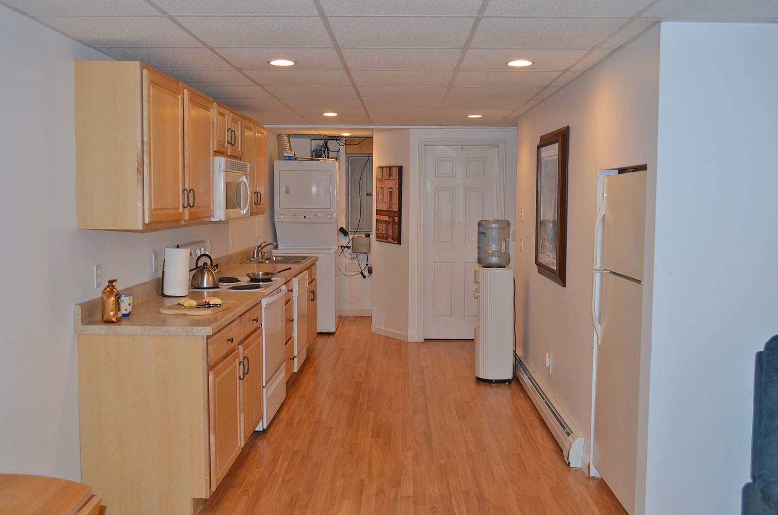 The kitchen is equipped with modern appliances.