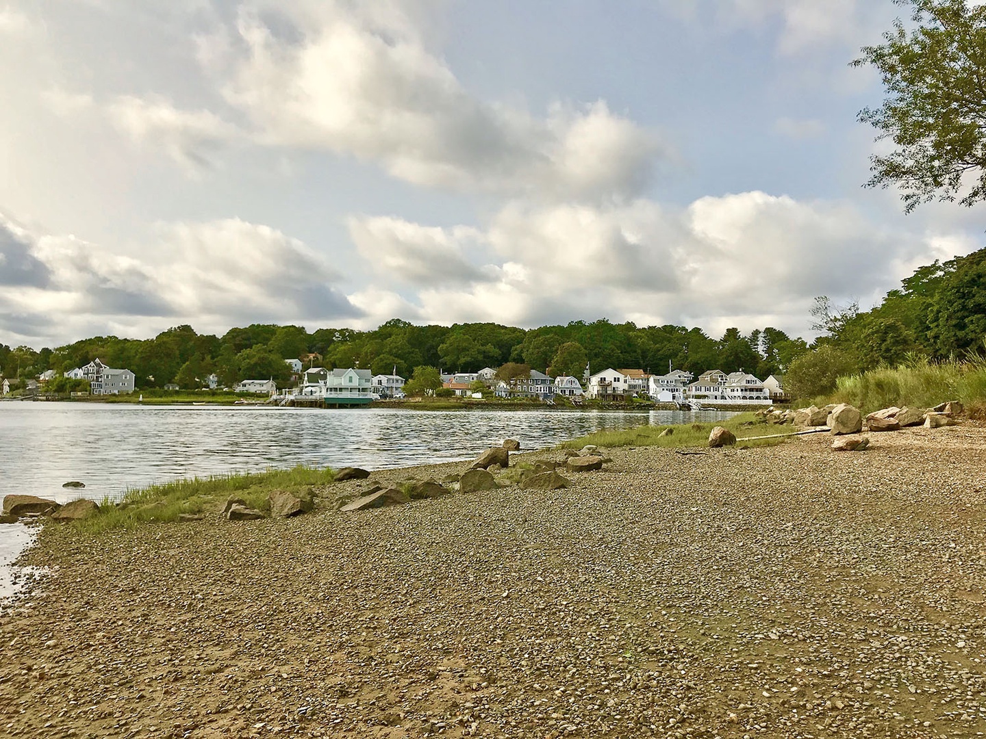 Partial view of the beach at Obear Park and the Danvers River.