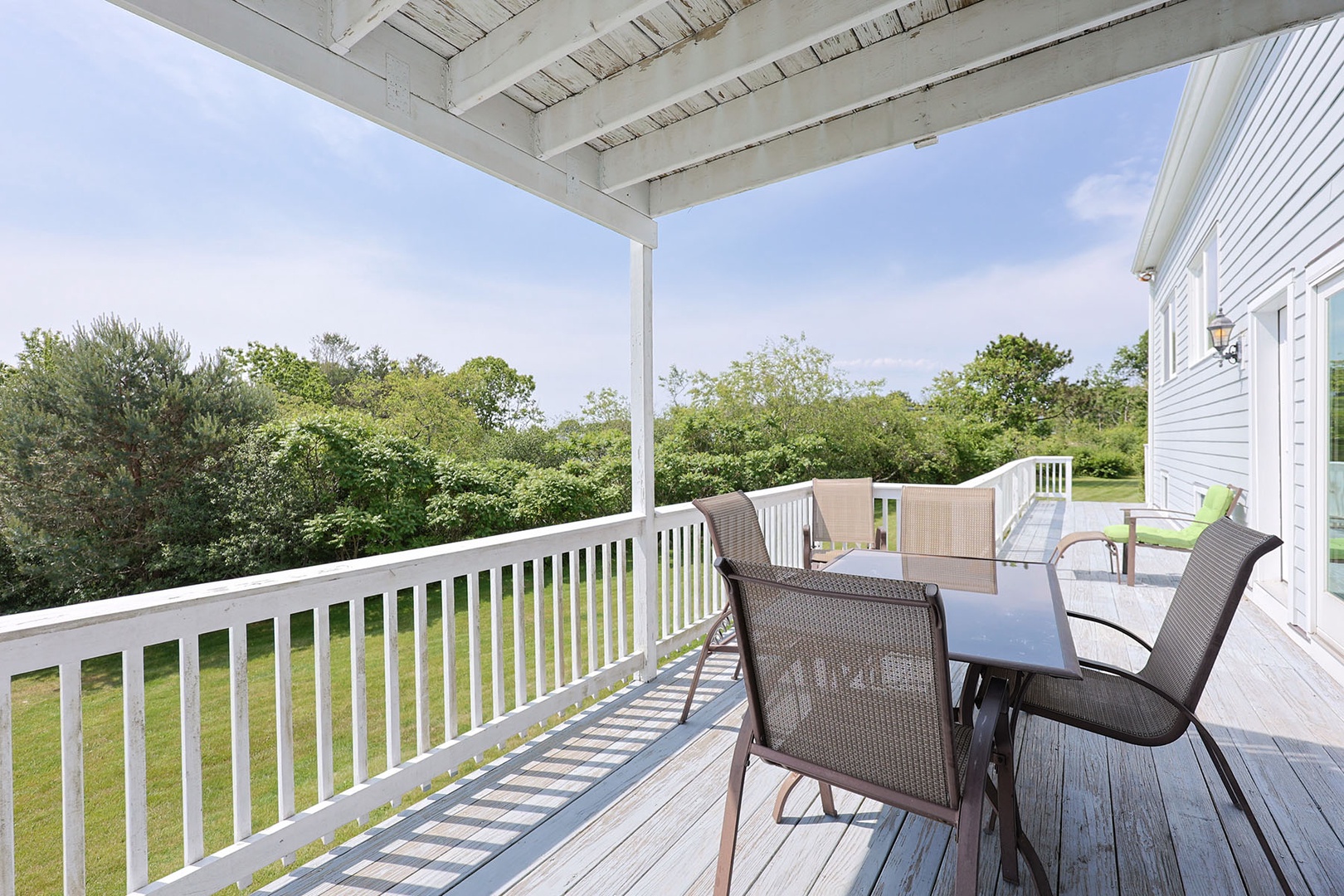 The deck just outside the kitchen.