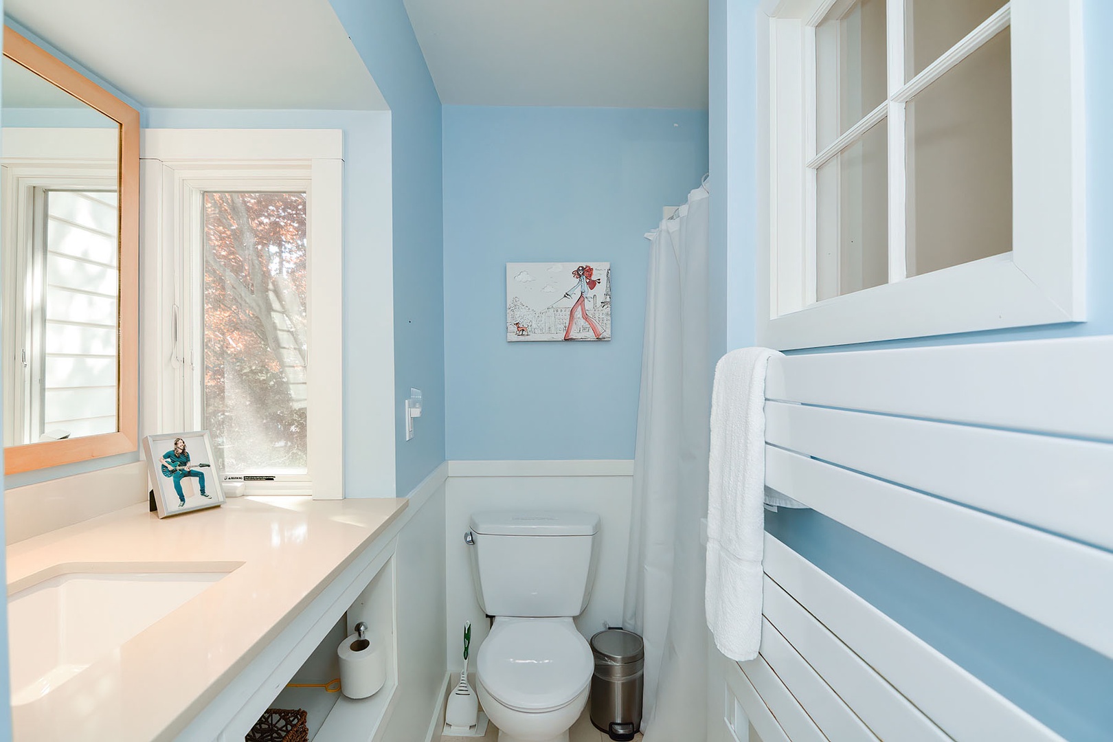 Full bath with shower on the second floor across from BR 4.
