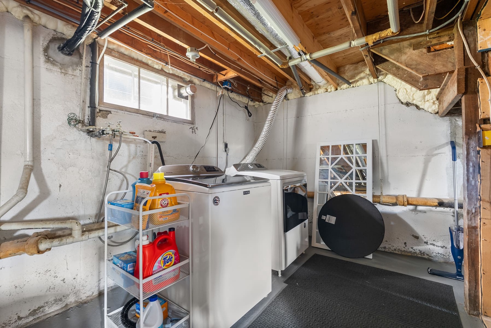 The washer and dryer area.