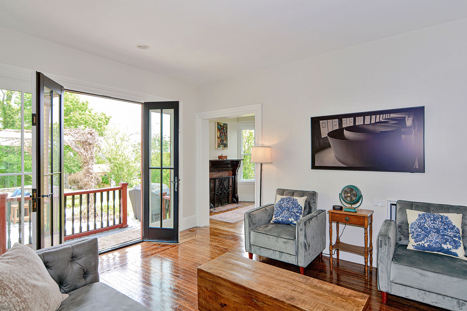 Comfortable living room with patio access